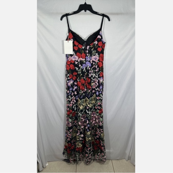 NWT $598 Mac Duggal‎ [ 8 ] Floral Lace Embroidered Sweetheart Gown Black Red - Picture 11 of 16